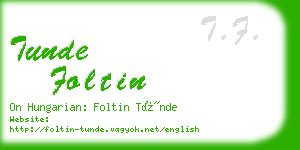 tunde foltin business card